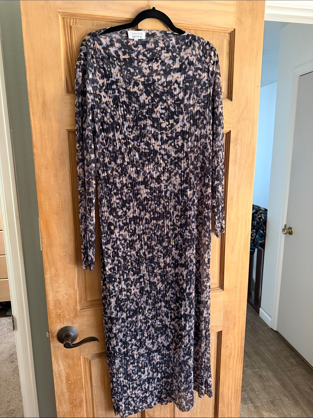 & Other Stories Long Sleeve Floral-Print Maxi Dress in Navy and Cream